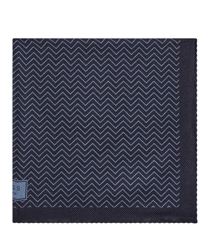 Reiss Andreas - Mens Zig-zag Pocket Square In Blue, Size One Size