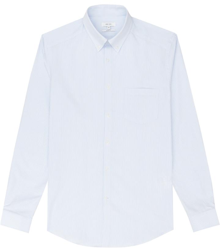 Reiss Jaks - Mens Striped Oxford Shirt In Blue, Size Xs
