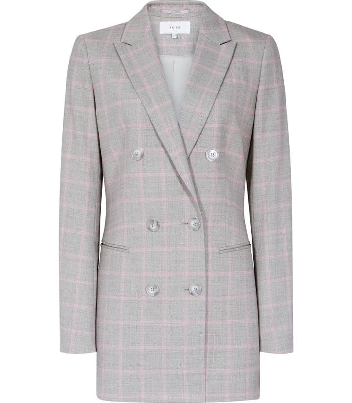 Reiss Marina Jacket - Womens Double-breasted Blazer In Pink, Size 4
