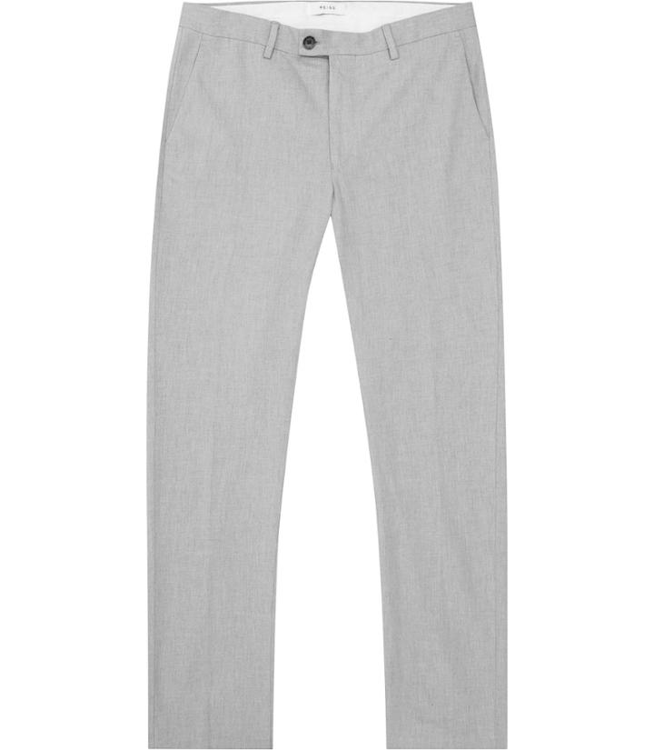 Reiss Horatio - Mens Flannel Cotton Trousers In Grey, Size 28