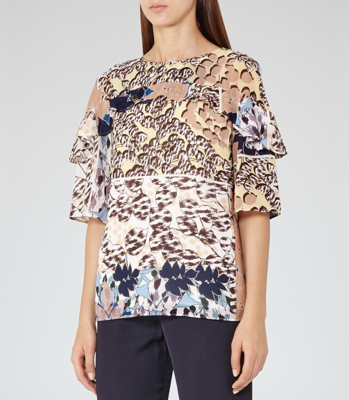 Reiss Fife - Womens Ruffle Detail Top In White, Size 6