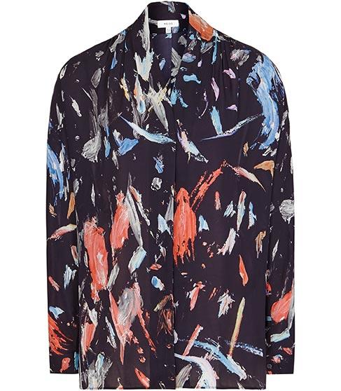 Reiss Didion Printed Wrap Top