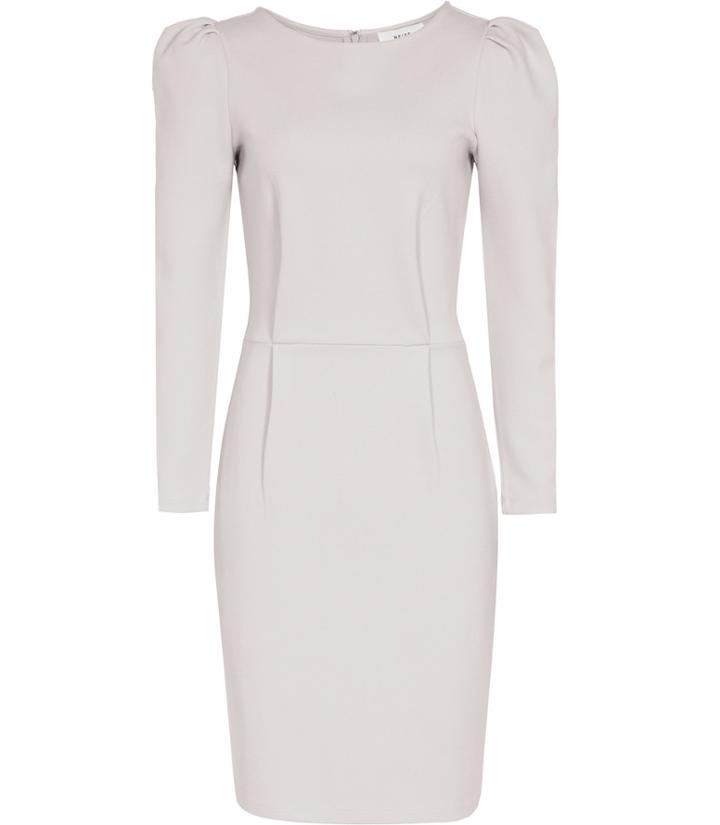 Reiss Nessa - Womens Puff-sleeve Jersey Dress In Grey, Size 4