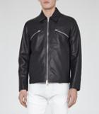Reiss Jurassic - Mens Zip Detail Leather Jacket In Blue, Size S