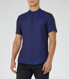 Reiss Raffi - Mens Linen Grandad Collar Shirt In Blue, Size S
