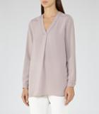 Reiss Melie - V-neck Blouse In Grey, Womens, Size 0