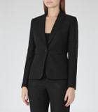 Reiss Simona Jacket - Womens Metallic Single-breasted Blazer In Black, Size 4