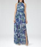 Reiss Anise - Womens Printed Maxi Dress In Blue, Size 12