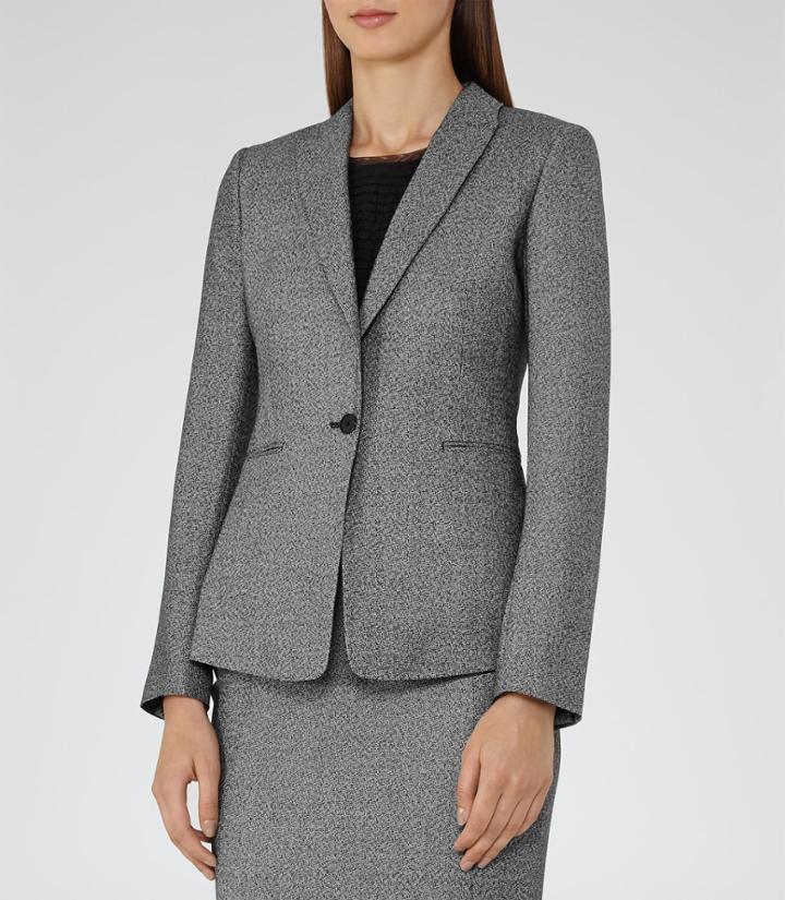 Reiss Gabrielle Jacket - Womens Single-breasted Blazer In Black, Size 4