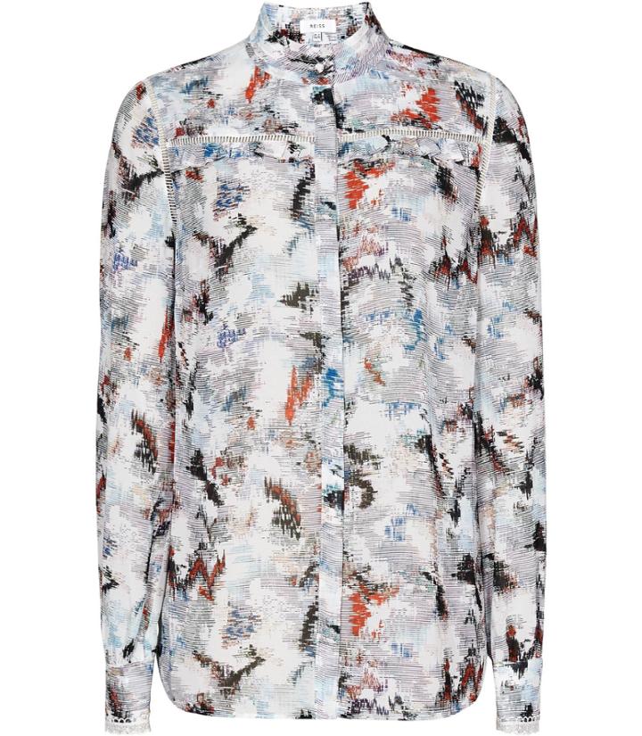 Reiss Frost - Womens Blur Print Blouse In Cream, Size 4