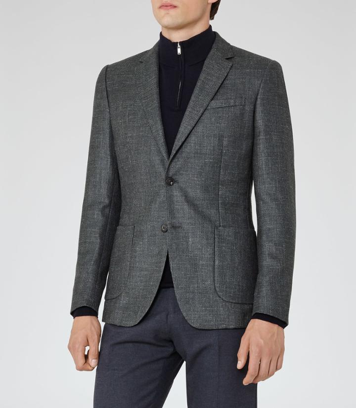 Reiss Stomp - Patch Pocket Blazer In Green, Mens, Size 38