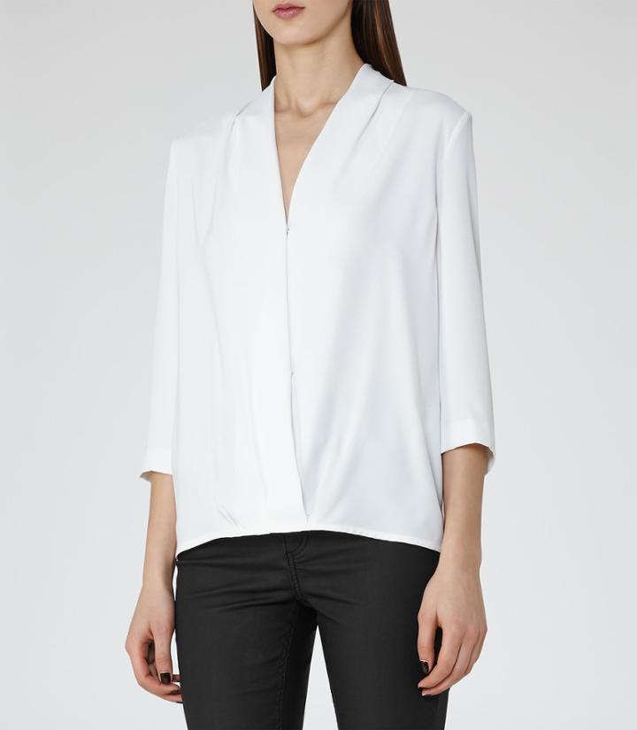 Reiss Keats - Womens Wrap-front Top In White, Size 4