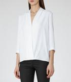 Reiss Keats - Womens Wrap-front Top In White, Size 4