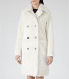 Reiss Clemi - Womens Long Shearling Coat In White, Size Xs