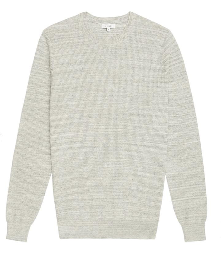 Reiss Corbit - Mens Fine Ribbed Jumper In Grey, Size Xs