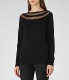 Reiss Carla - Womens Sheer-detail Jumper In Black, Size S