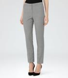 Reiss Maxine Trouser - Womens Patterned Tailored Trousers In White, Size 8