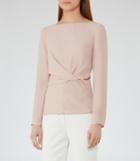 Reiss Millie - Knot-front Top In Pink, Womens, Size 0