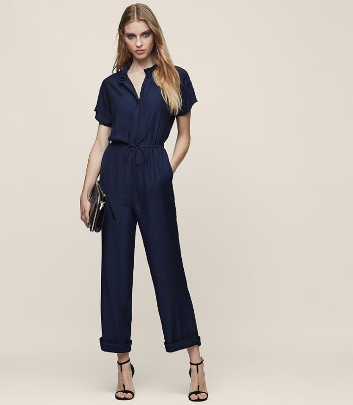 Reiss Marienella - Gathered Jumpsuit In Blue, Womens, Size 0