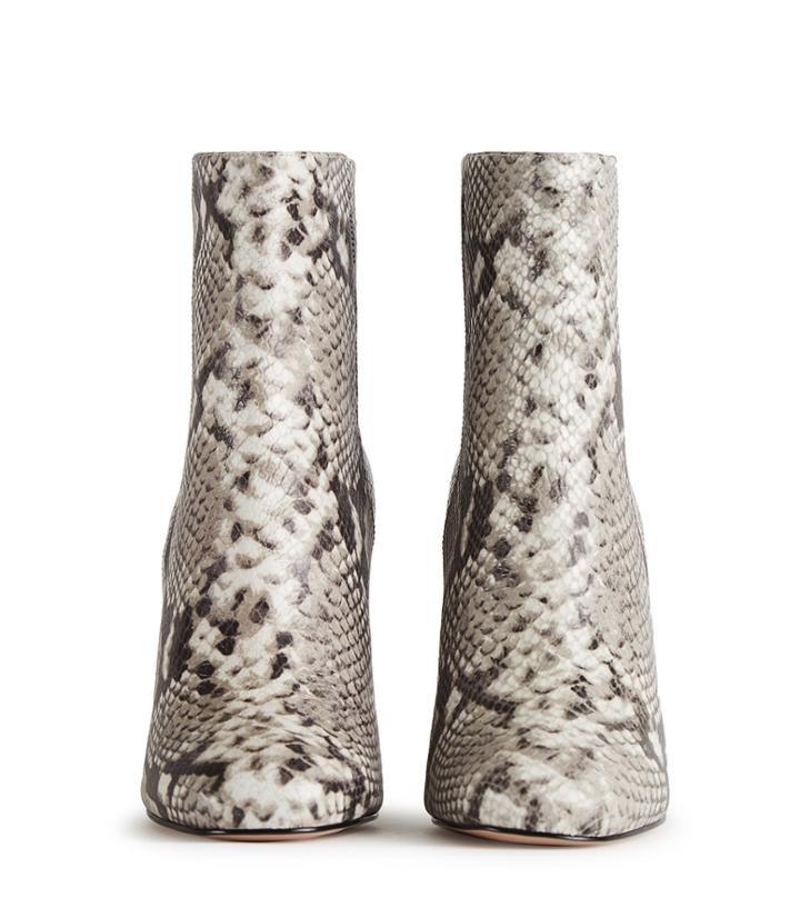 Reiss Odelle Snake - Snake-print Leather Ankle Boots In Brown, Womens, Size 5