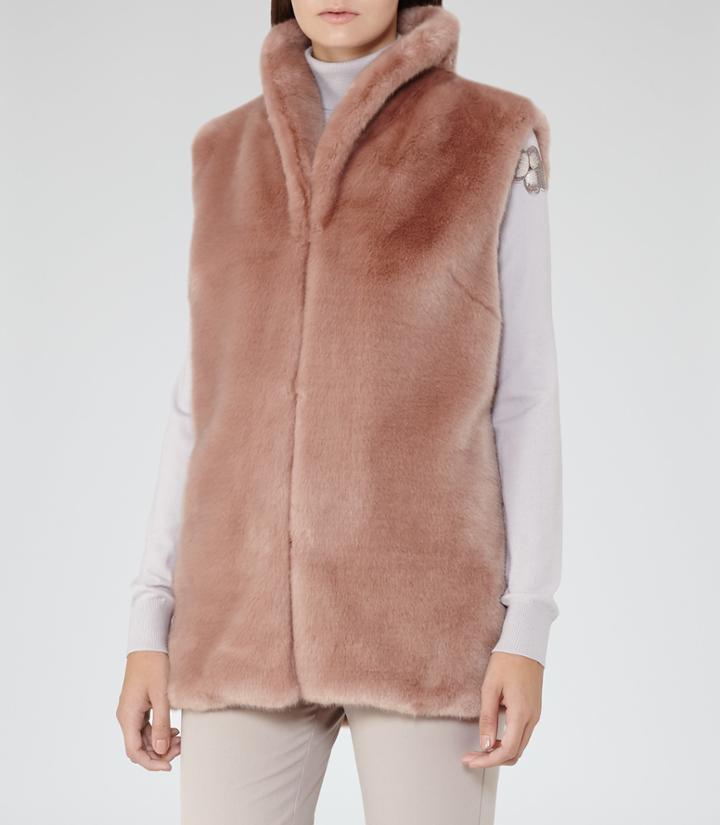 Reiss Meyer - Womens Faux Fur Gilet In Brown, Size S