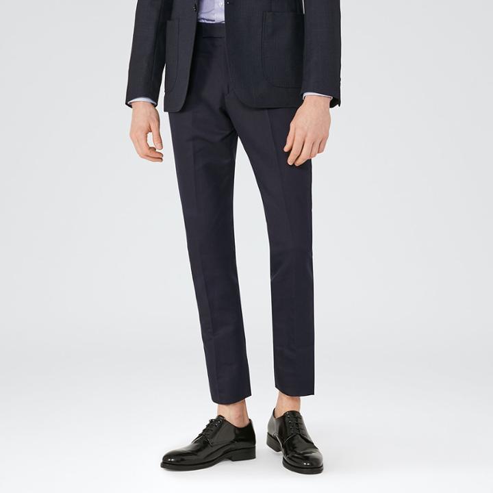Reiss Bank - Mens Cotton And Linen Trousers In Blue