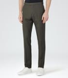 Reiss Kamara T - Wool Slim Trousers In Brown, Mens, Size 28