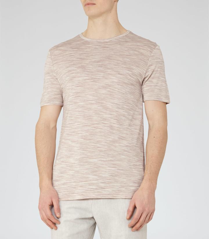 Reiss Beach - Tonal Stripe T-shirt In Pink, Mens, Size S