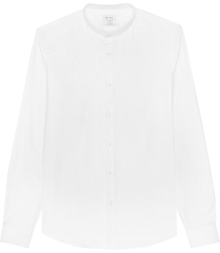 Reiss Scent - Mens Slim Grandad Collar Shirt In White, Size Xs