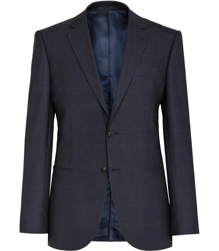 Reiss Judge B - Mens Checked Wool Blazer In Blue, Size 36