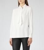 Reiss Alex - Neckline-detail Shirt In White, Womens, Size 2