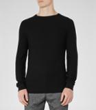 Reiss Jetty - Mens Ribbed Crew-neck Jumper In Black, Size S