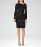 Reiss Ailette - Womens Textured Stripe Dress In Black, Size 6
