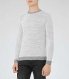 Reiss Roosevelt - Textured Crew-neck Jumper In Grey, Mens, Size Xs