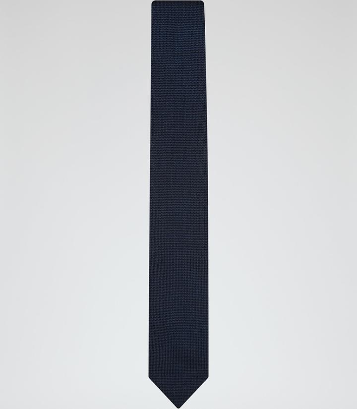 Reiss Canter - Mens Knitted Silk Tie In Blue, Size One Size