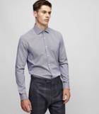 Reiss Reacher - Micro Houndstooth Shirt In Blue, Mens, Size Xs