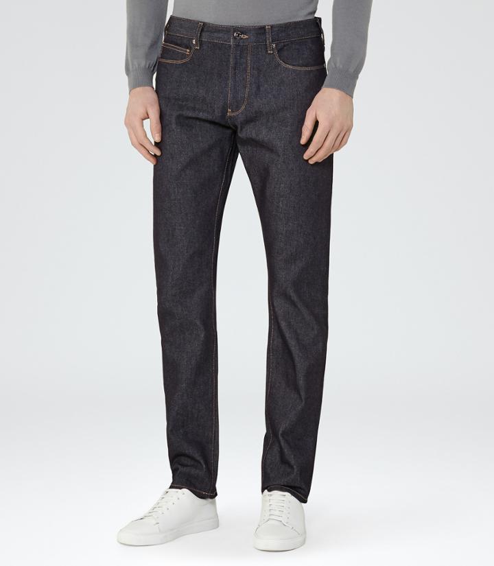 Reiss Veda - Raw Denim Jeans In Blue, Mens, Size 30