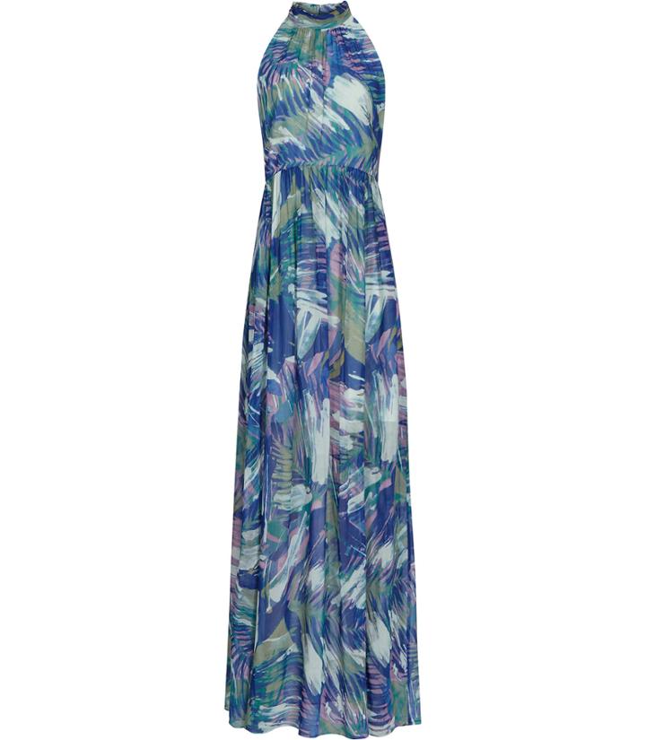 Reiss Anise - Womens Printed Maxi Dress In Blue, Size 10