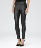 Reiss Cohen - Metallic Stretch-leather Trousers In Black, Womens, Size 0
