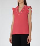 Reiss Rosa - Womens Ruffle-detail Top In Red, Size 4