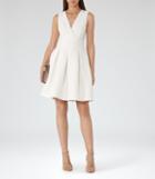 Reiss Winola - Textured Fit And Flare Dress In White, Womens, Size 0