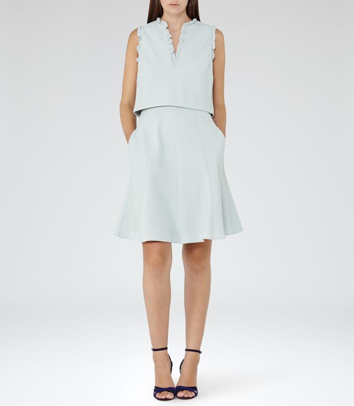 Reiss Braida - Womens Frill-detail Dress In Green, Size 6