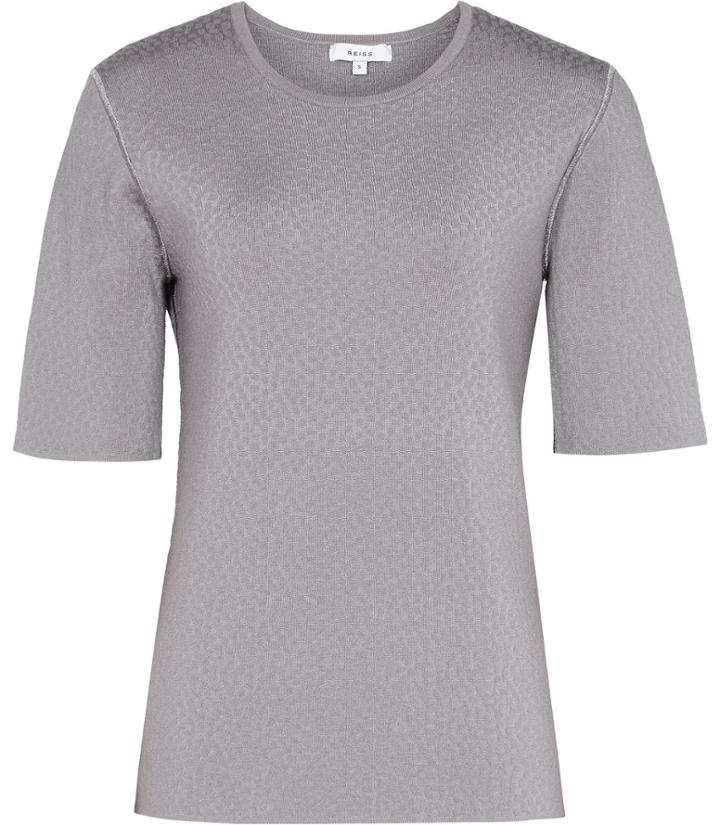 Reiss Karen - Womens Texured Short-sleeve Jumper In Grey, Size Xs
