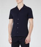 Reiss Bracken - Check Cuban Collar Shirt In Blue, Mens, Size Xs