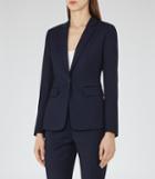 Reiss Indis Jacket - Womens Single-breasted Blazer In Blue, Size 4