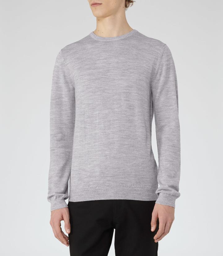 Reiss Hart - Mens Merino V-neck Jumper In Grey, Size Xs
