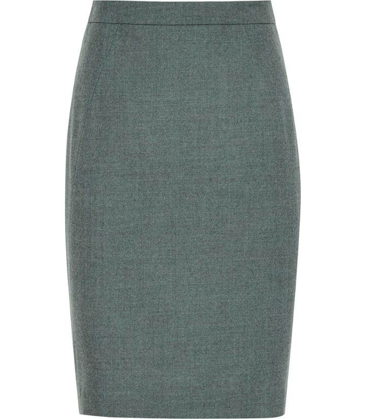 Reiss Murphy Skirt - Womens Flannel Pencil Skirt In Green, Size 4