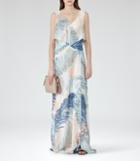 Reiss Filo - Printed Maxi Dress In White, Womens, Size 0