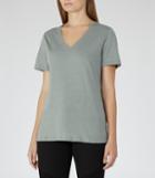 Reiss Lacey - Womens Metallic-sheen T-shirt In Green, Size S