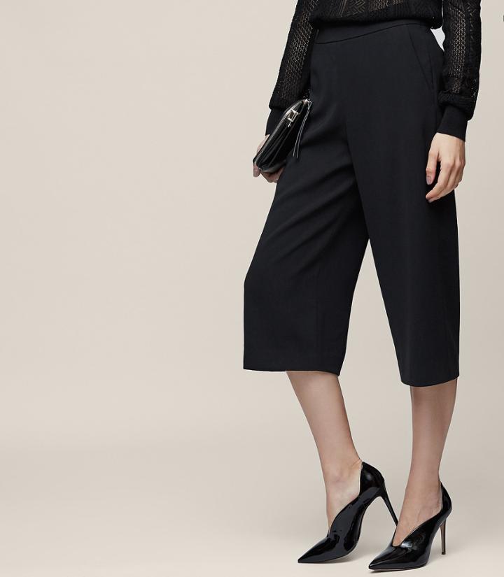 Reiss Poppy - Wide-leg Culottes In Black, Womens, Size 0